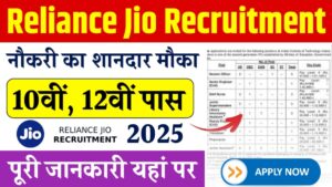 Reliance Jio Recruitment 2025: 10वीं और 12वीं पास के लिए नौकरी का शानदार मौका, जल्दी ऐसे ऑनलाइन आवेदन करें